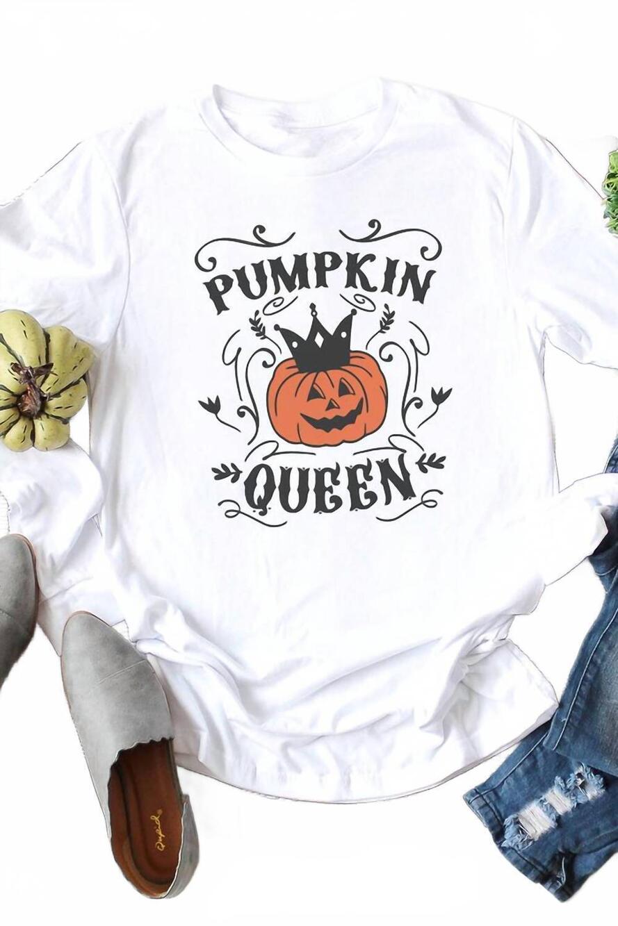 NEW SHEWIN women's pumpkin queen shirt in white